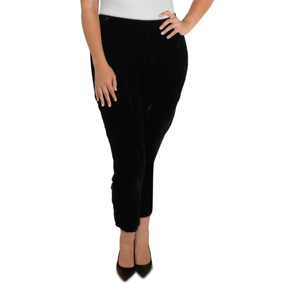 Eileen Fisher Womens Black Velvet Tapered Pull On Ankle Pants NWT